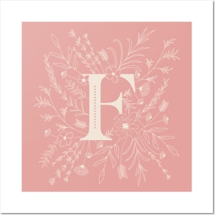 Botanical Letter F (Hibiscus Pink) Posters and Art